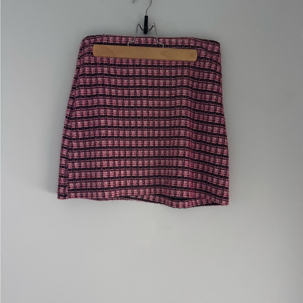 Urban Outfitters Pink and Black Checkered Mini Skirt
